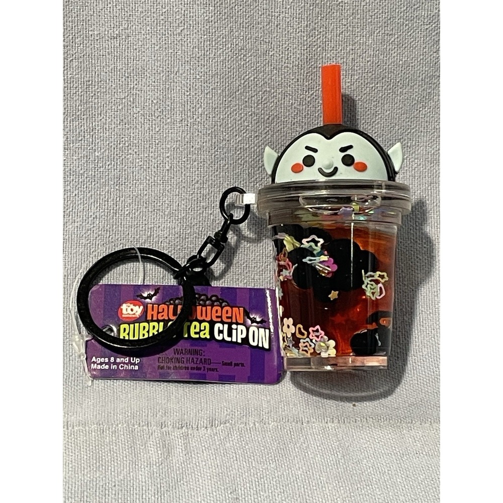 NEW Halloween 3" Bubble Tea Clip On Keychain‎ - Vampire Red/Black Bubble Tea
